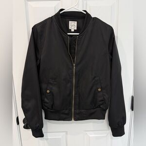 Hippie Rose Black Bomber Zip Up Jacket Snap Pockets Women’s Size Small